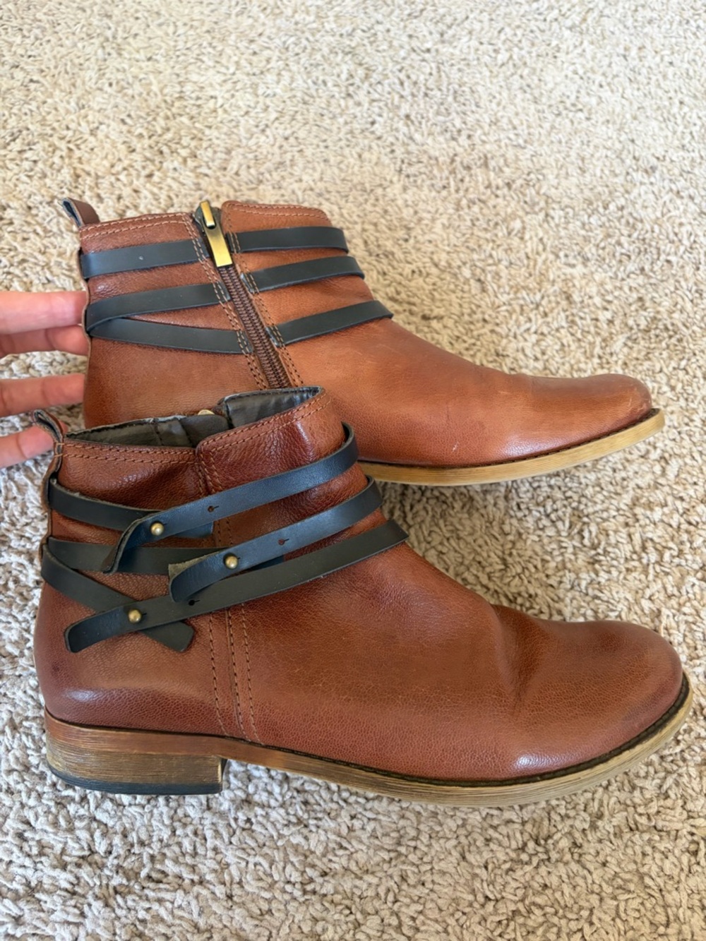 Franco Sarto Brown Leather Women’s Ankle Boots - Picture 4 of 10